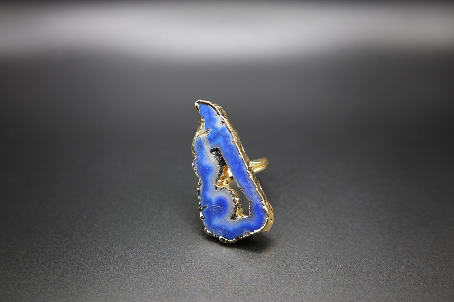 Azure Echo Agate Geode Ring