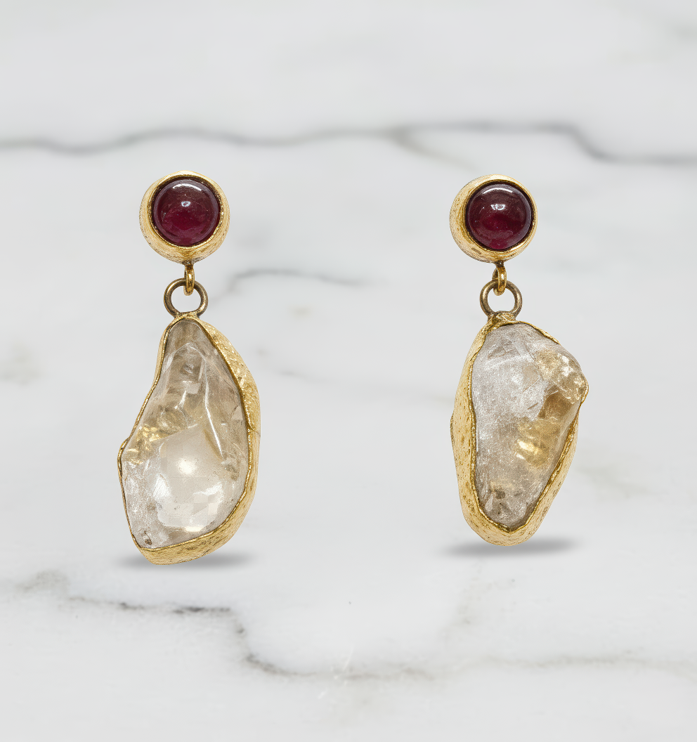 Natural Druzy Quartz Earring