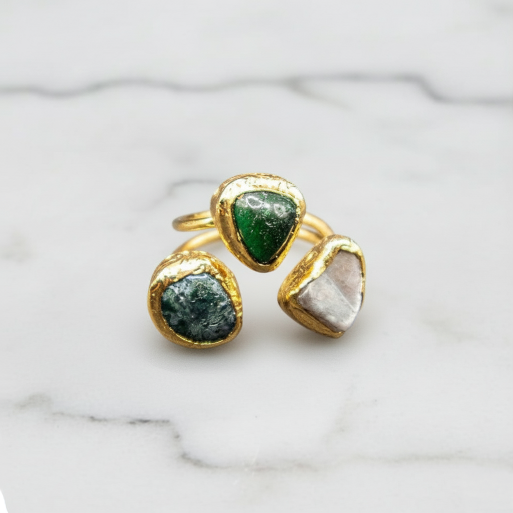 Three Different Agate Stone Ring