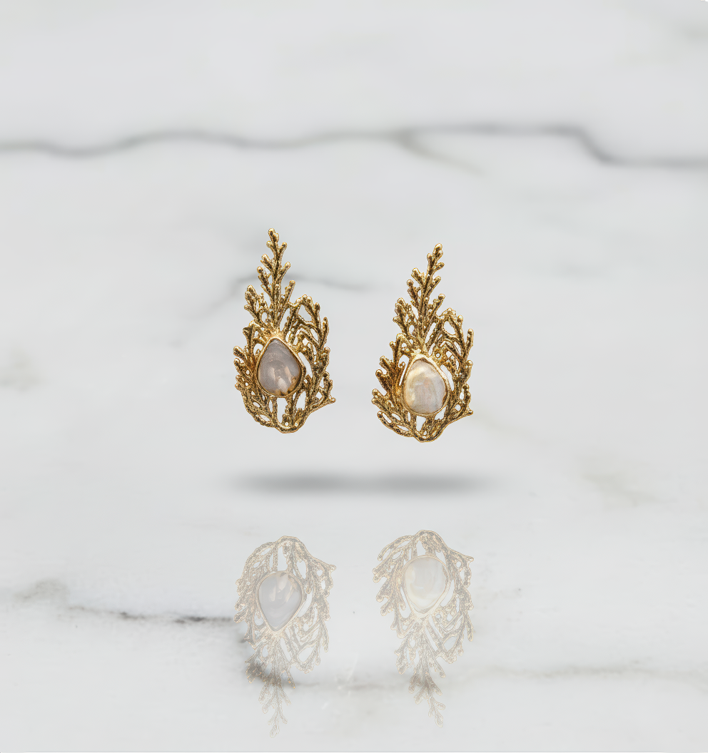 Pearl Leaf Earrings