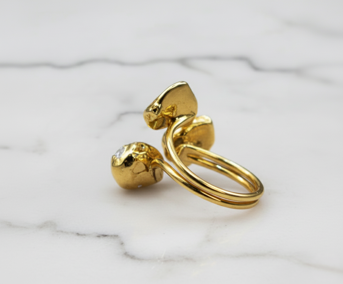 Three Raw Stone Ring