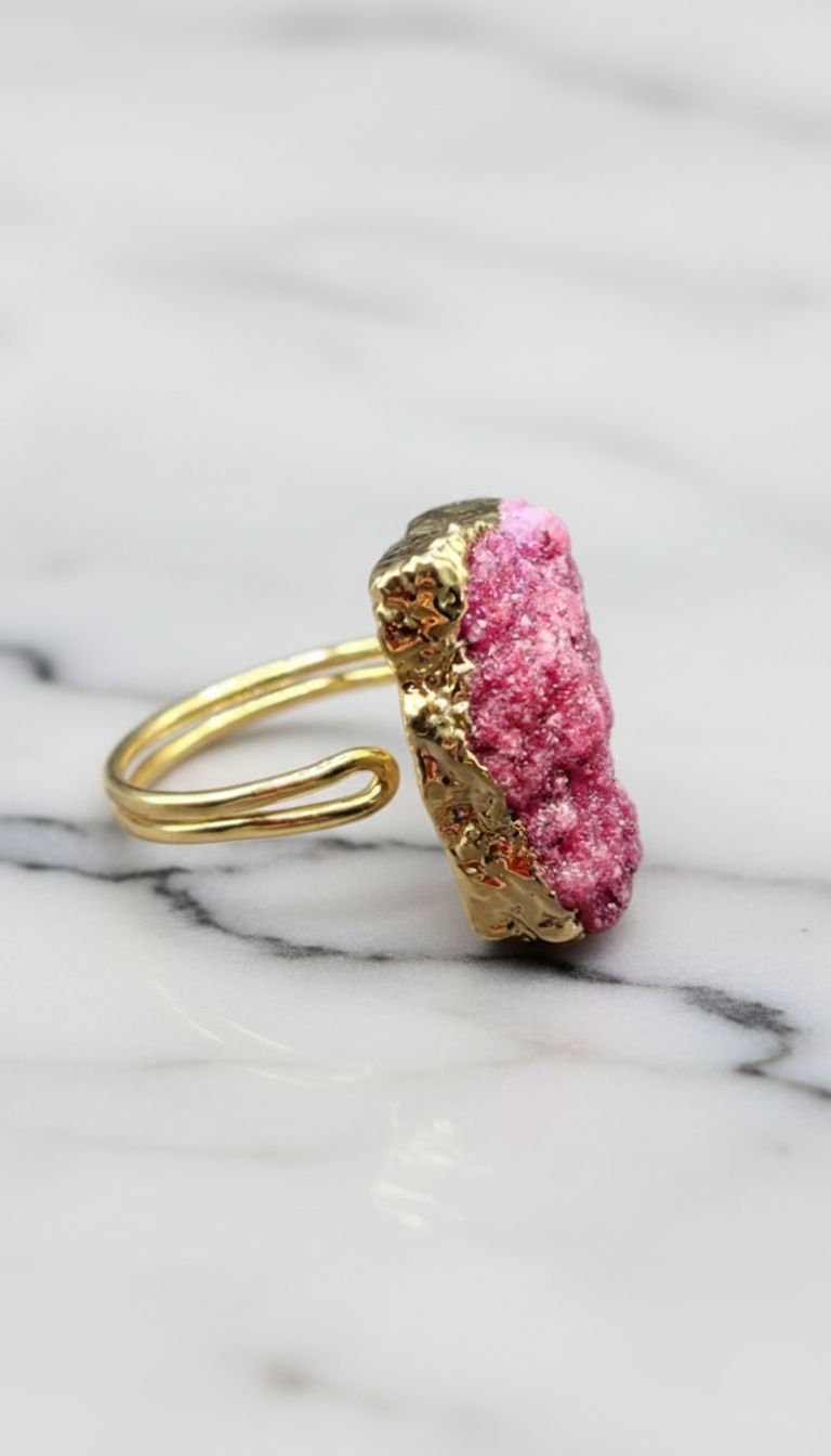 Lavender Sugar Druzy Quartz Ring