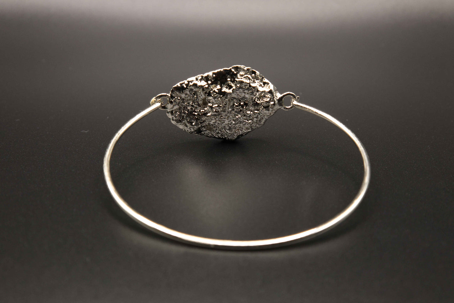 Silver Blue Agate Bangle Bracelet