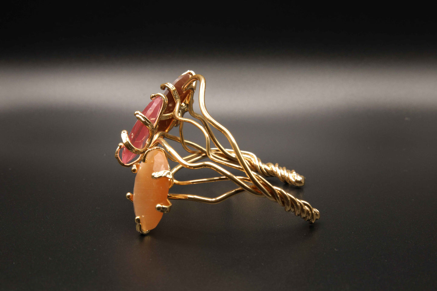 Golden Wave Triple Cat's Eye Bracelet