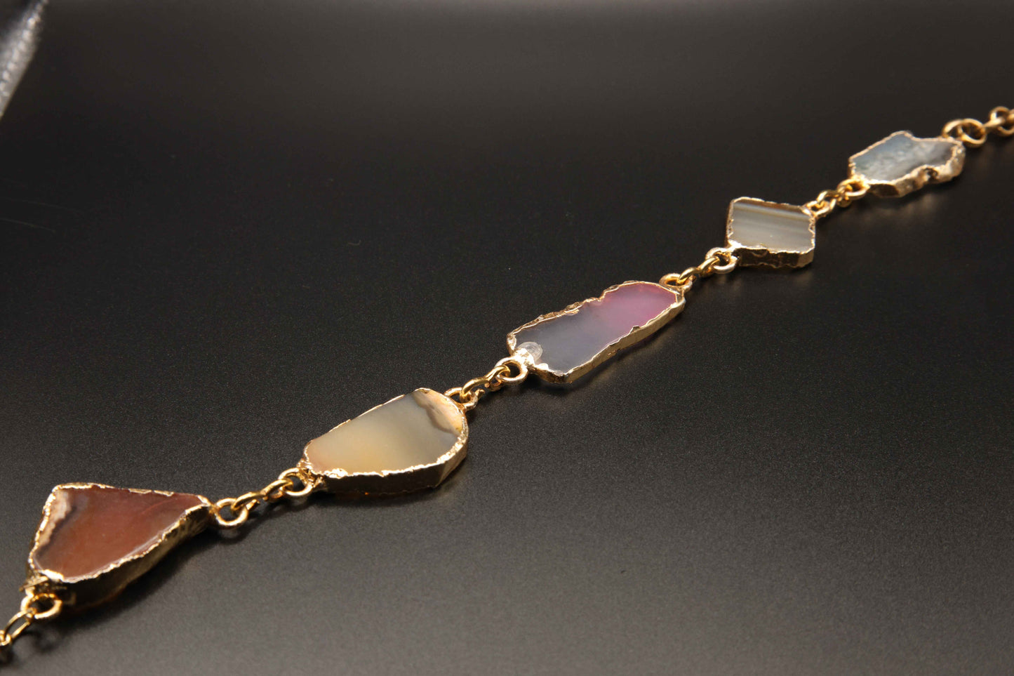 Multi-Color Natural Agate Slice Bracelet