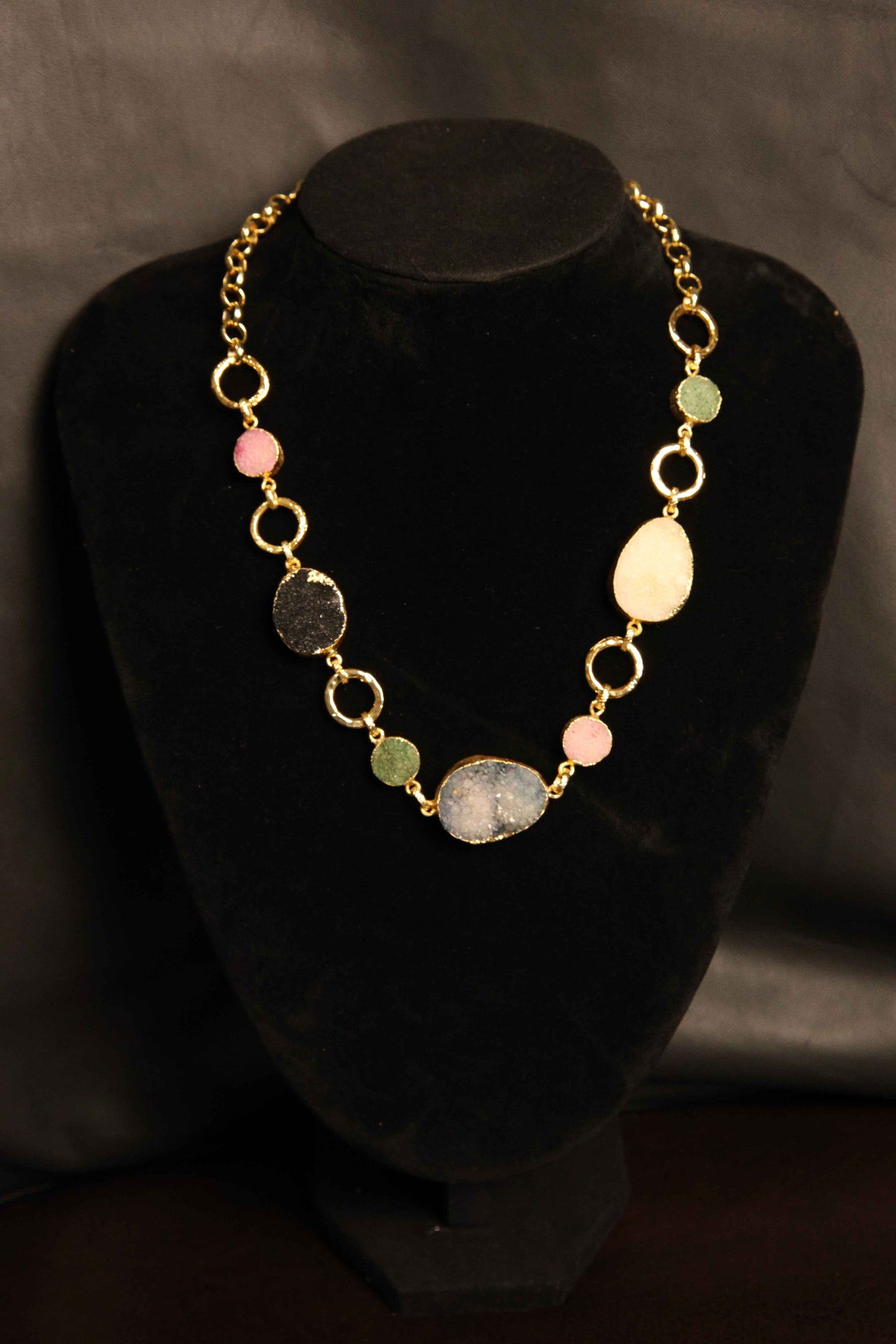 Gold-Plated Aurora Bliss Druzy Statement Necklace
