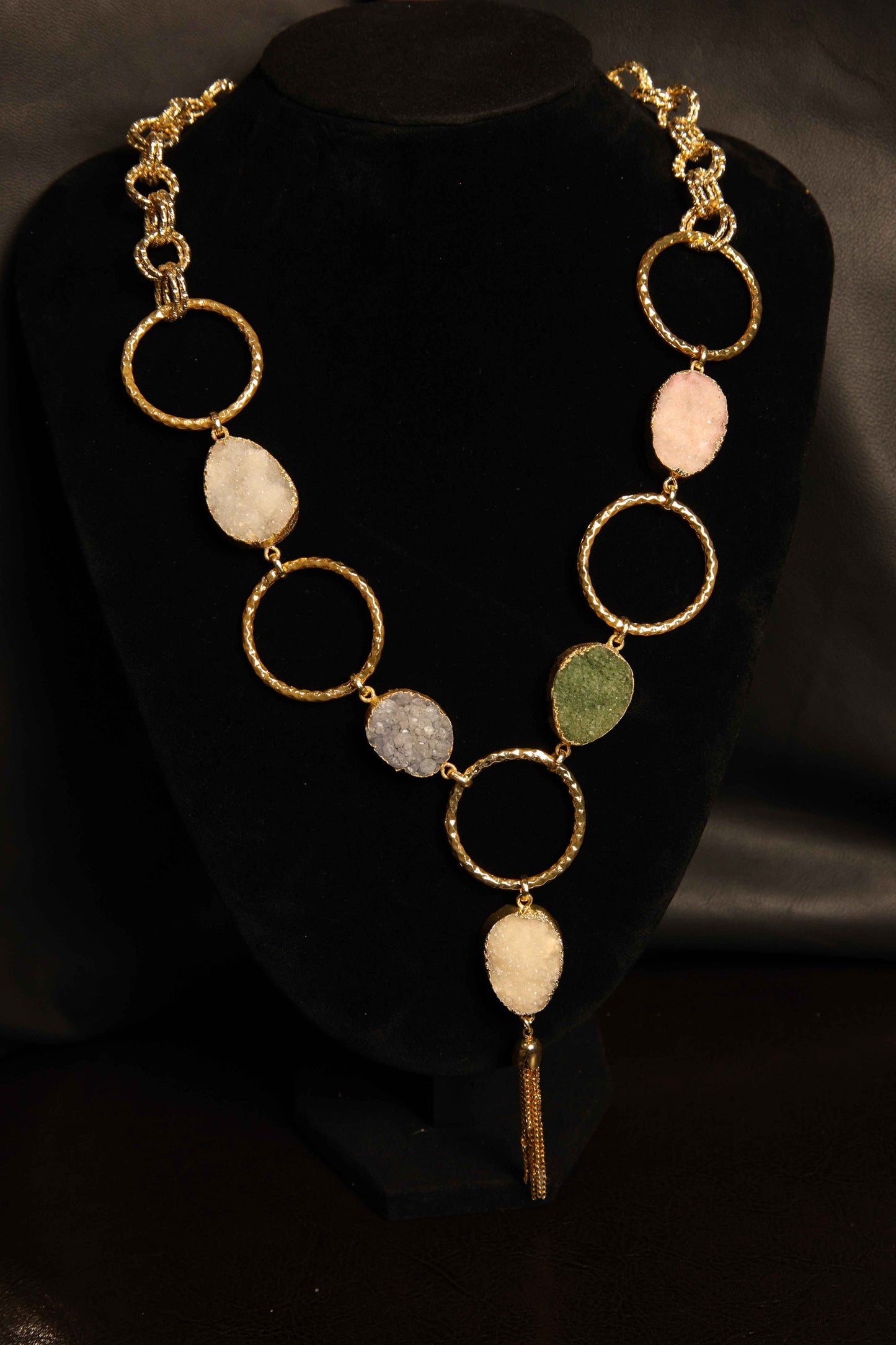 Gold-Plated Natural Sugar Druzy Necklace