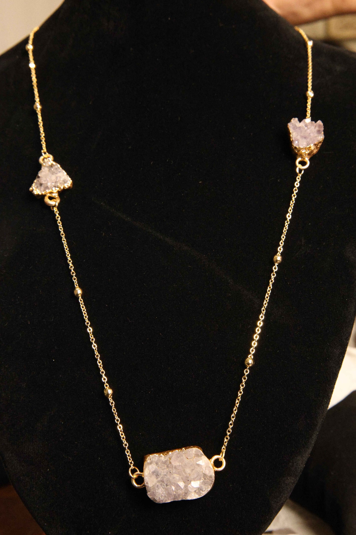 Gold-Plated Raw Amethyst Statement Necklace