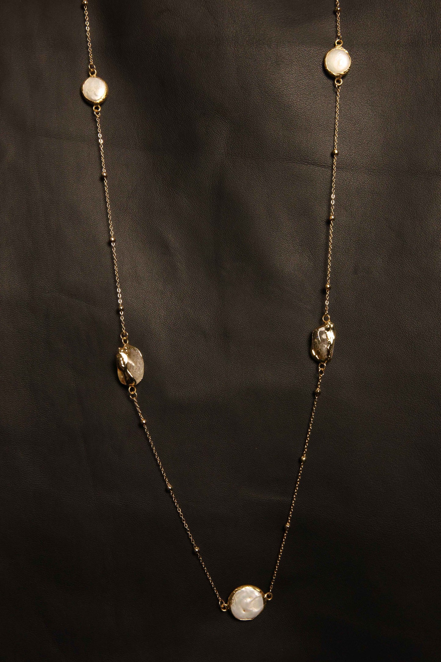 Gold-Plated Pearl and Citrine Necklace