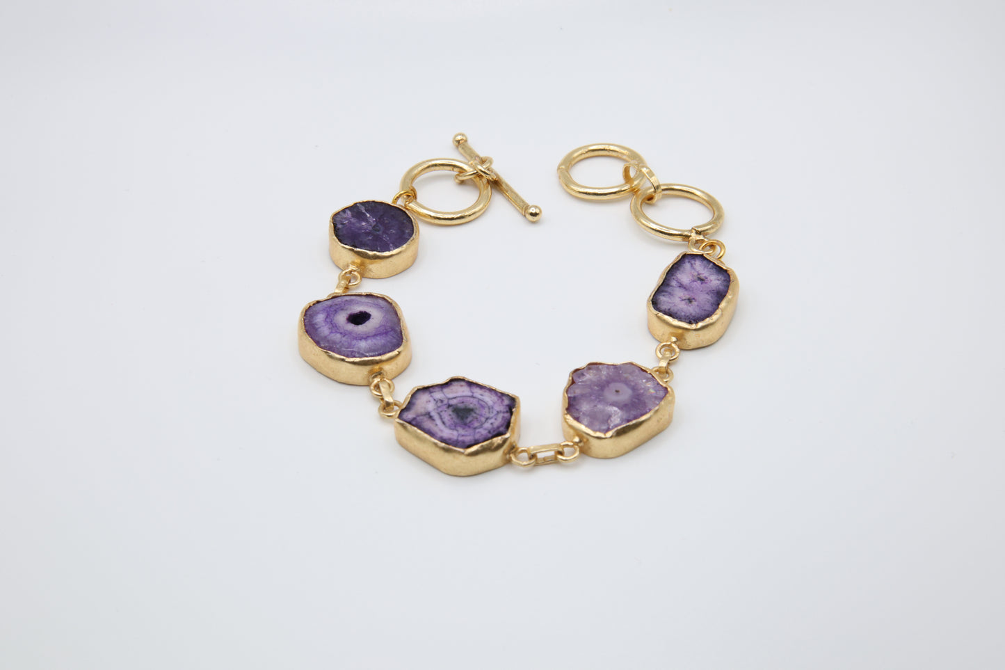Purple Solar Quartz Link Bracelet