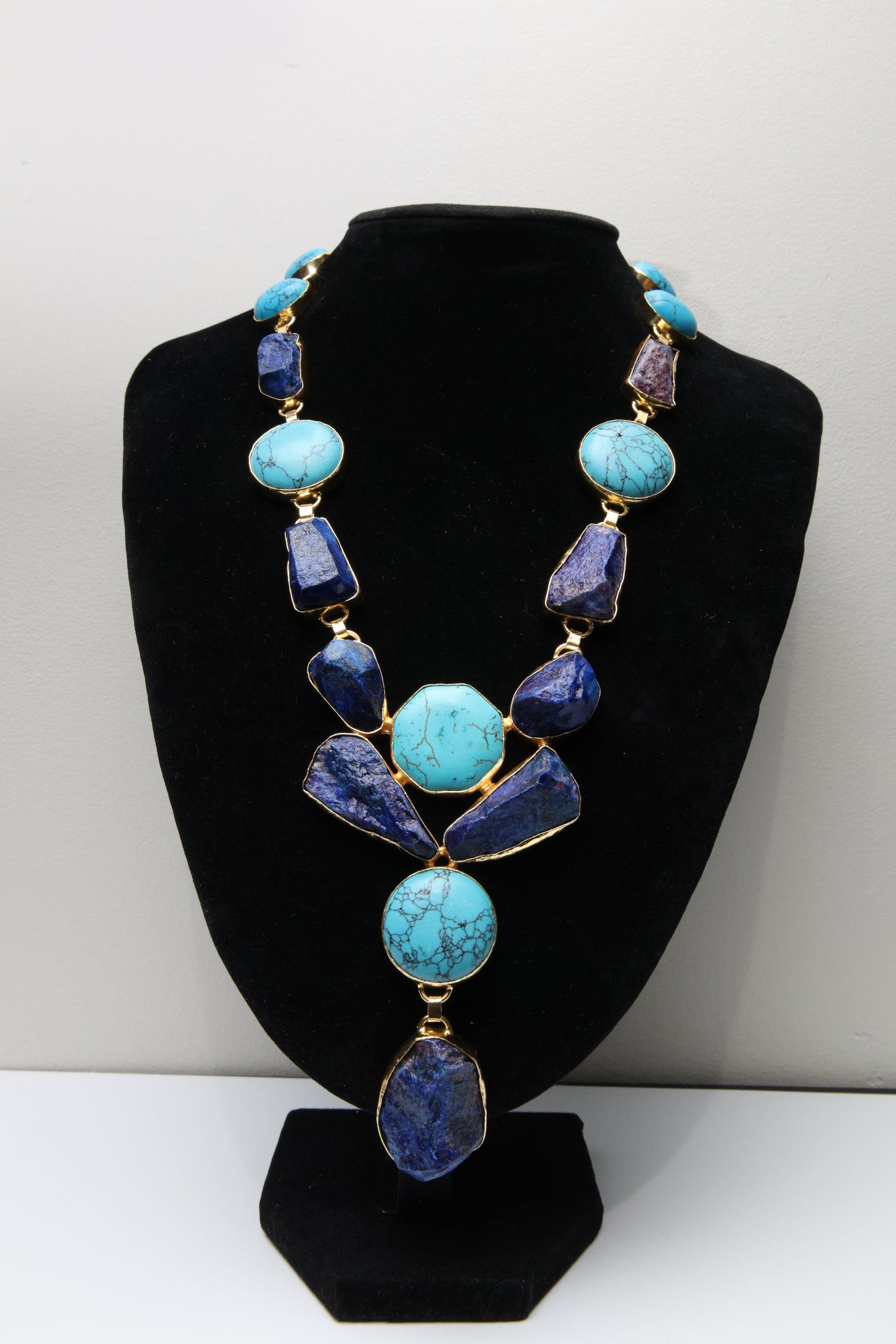 Lapis Lazuli & Turquoise Dangle Necklace