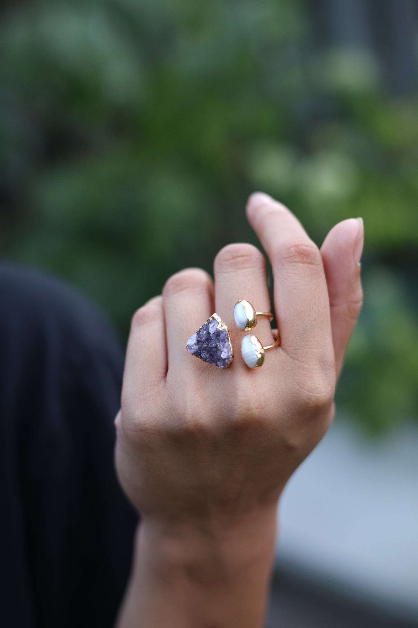 Two-Stone Raw Crystal Ring