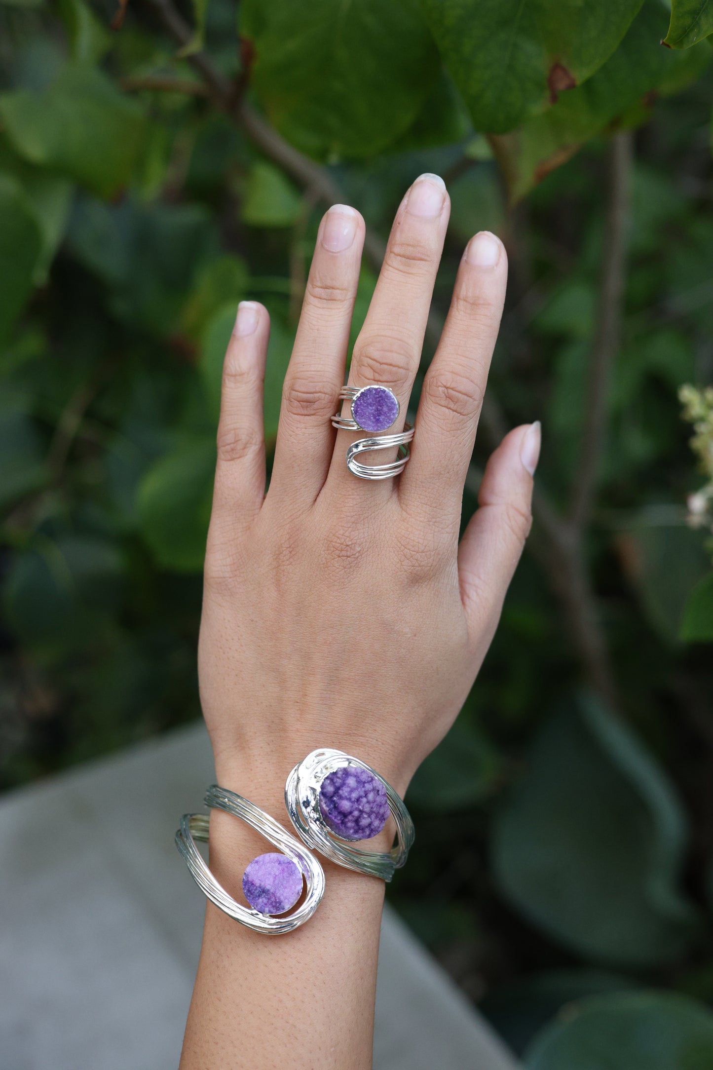 Raw Crystal Coiled Druzy Set