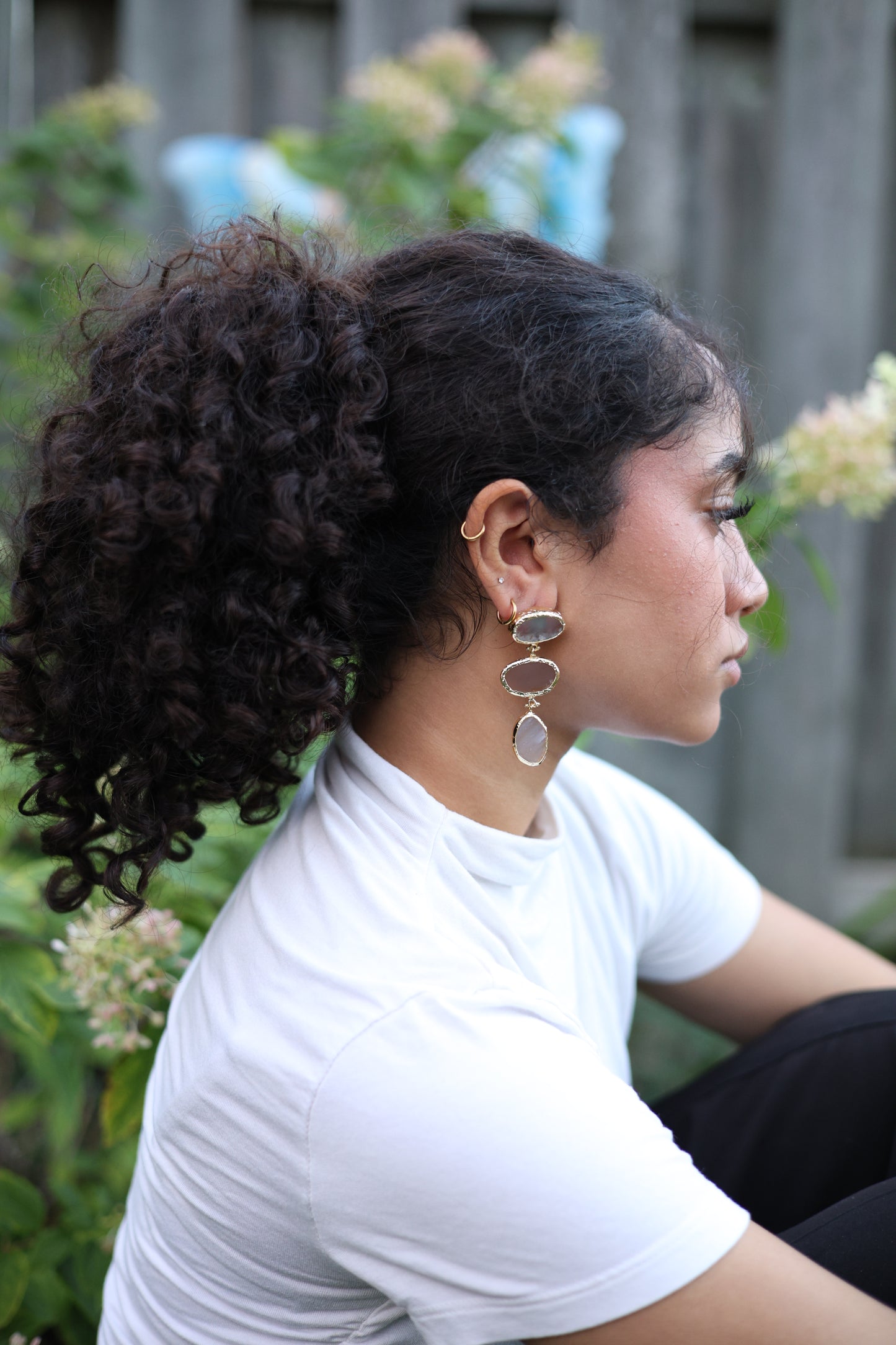 Grey Agate moonstone Dangle Earrings