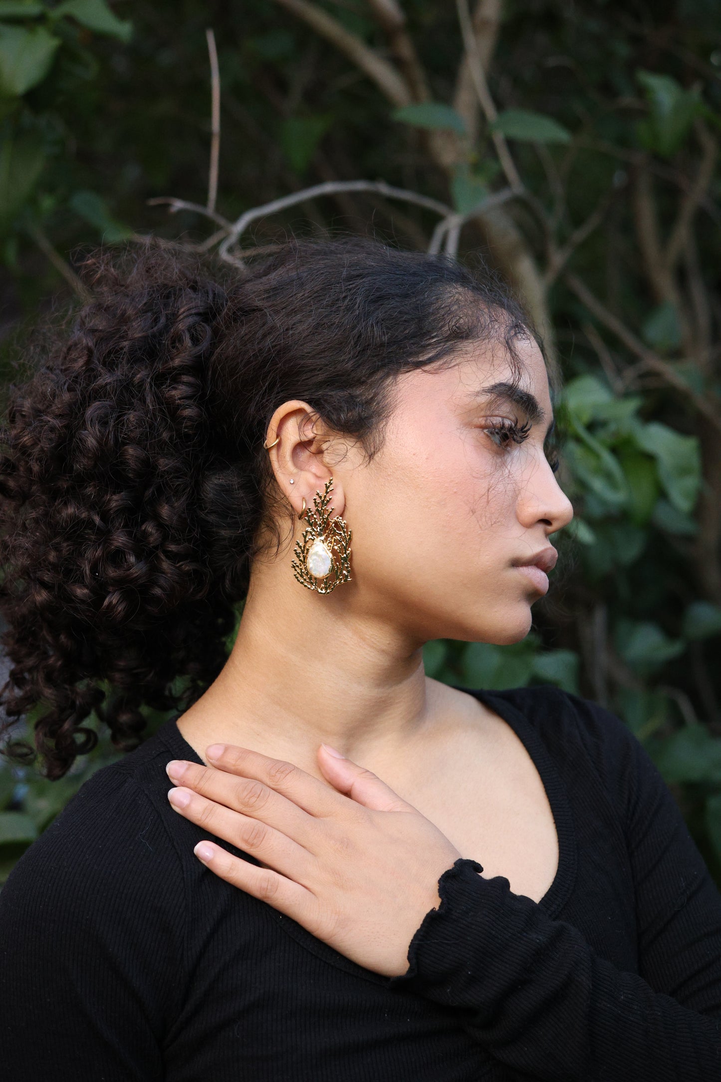 Pearl Leaf Earrings