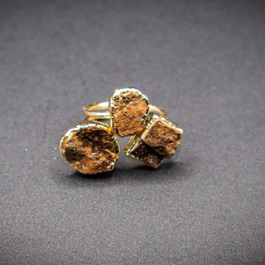 Chocolate Brown Sugar Druzy Quartz Ring