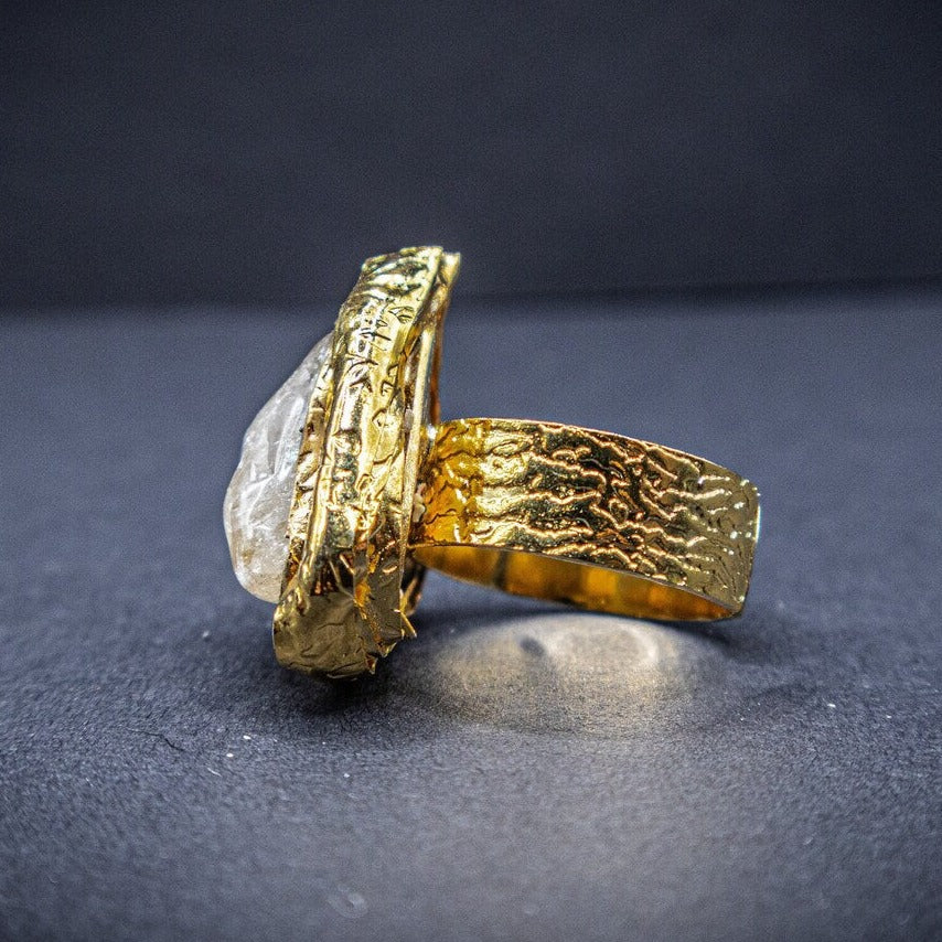 Raw Citrine Gemstone Ring
