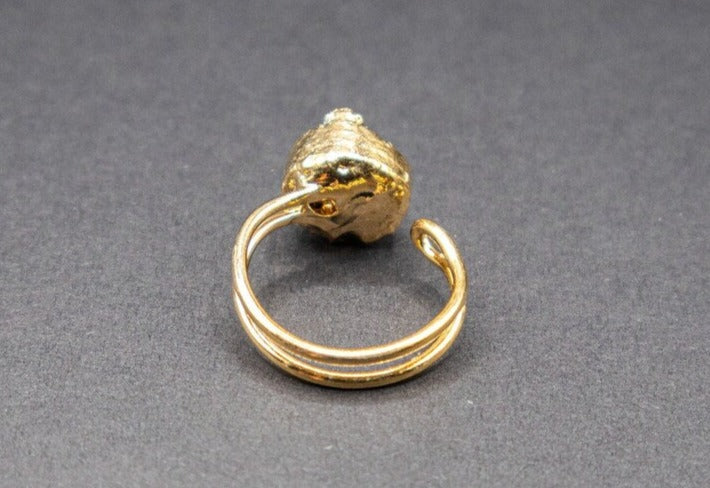 Blue Sugar Druzy Quartz Gold Ring