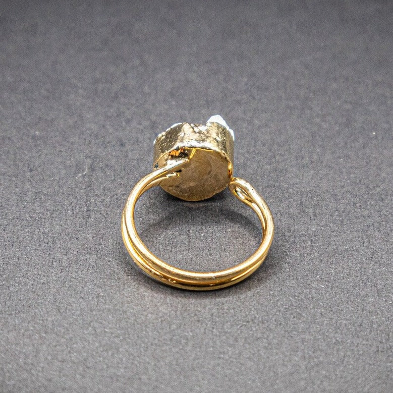 Ice Blue Sugar Druzy Quartz Gold Ring