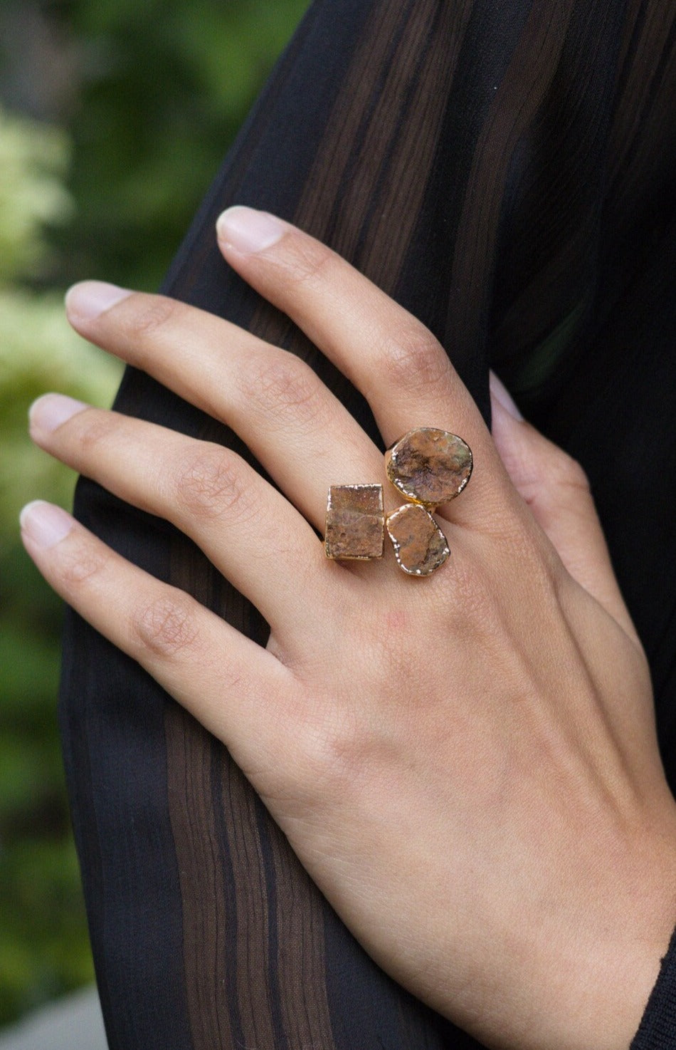 Chocolate Brown Sugar Druzy Quartz Ring
