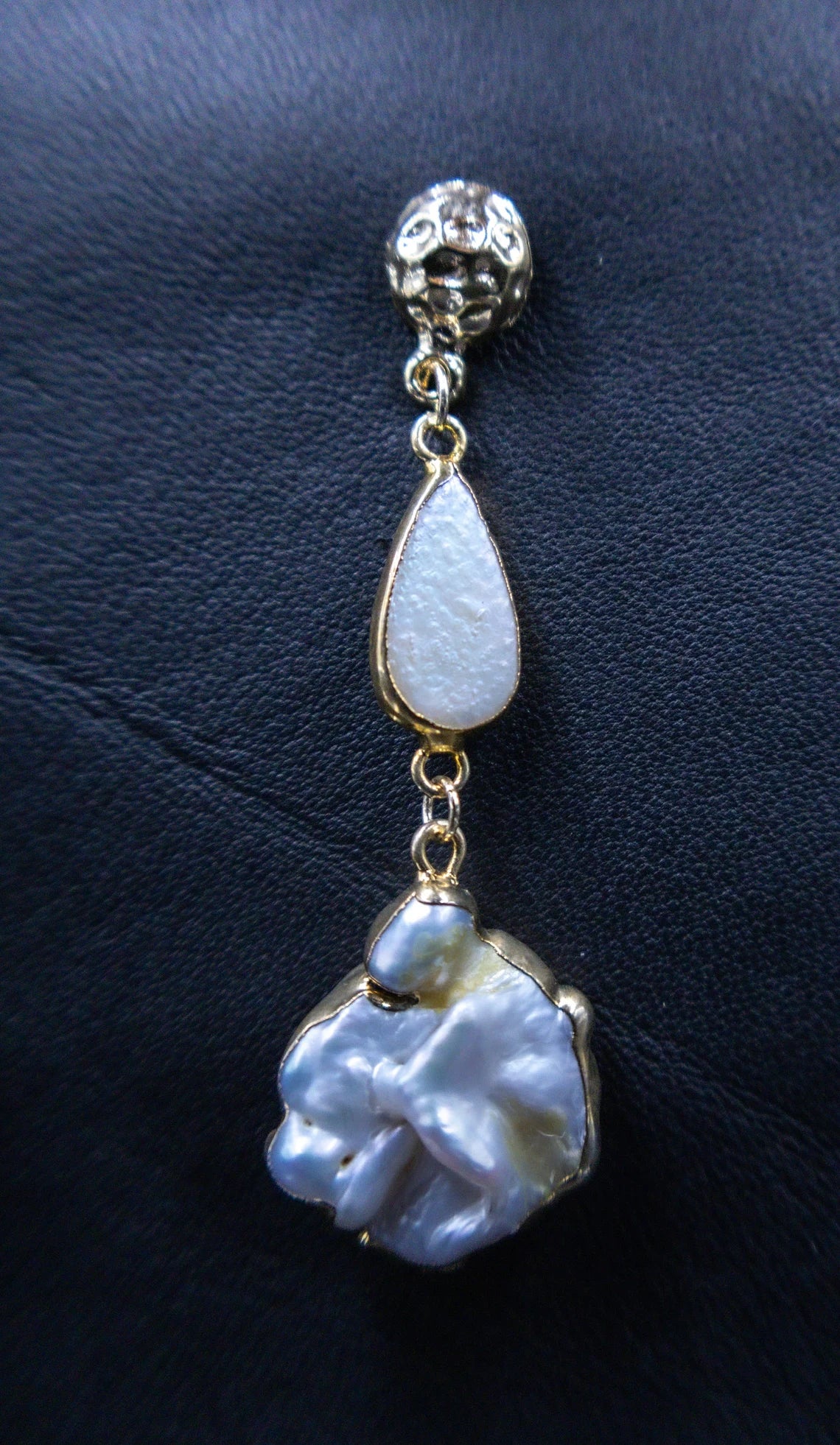 Raw Amethyst and Pearl Ring