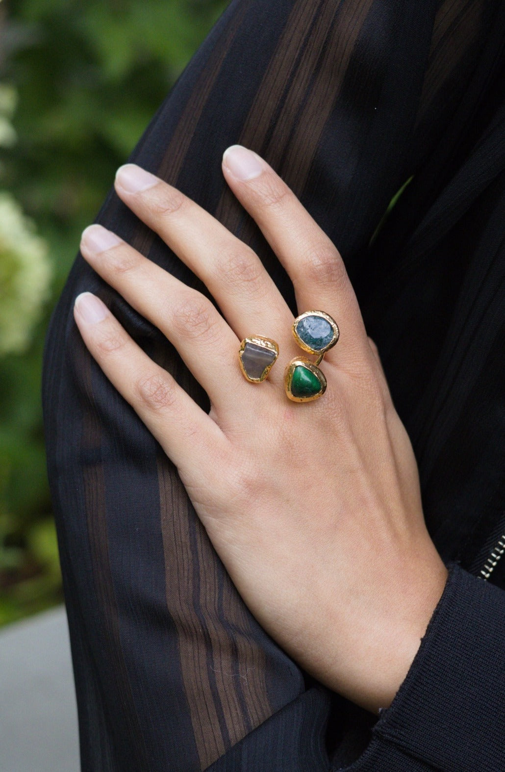Three Different Agate Stone Ring