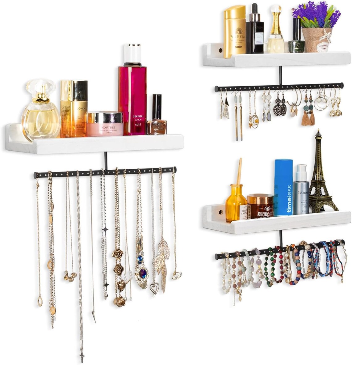 Set of 3 Wooden Handmade Jewelry Organizer