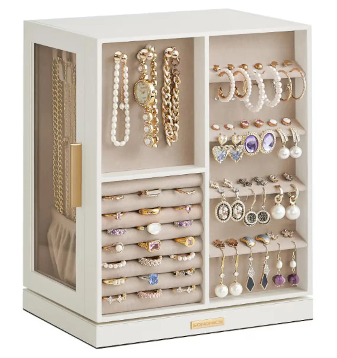 Handmade Wooden Rotating Jewelry Box With 5 Drawers