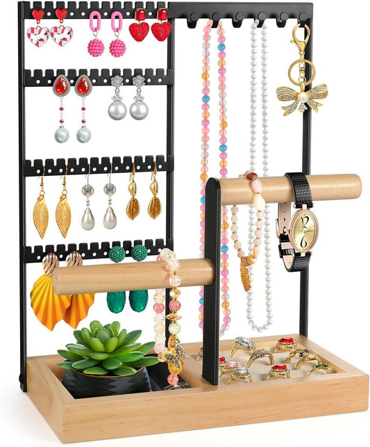 4-Tier Wood Handmade Jewelry Stand