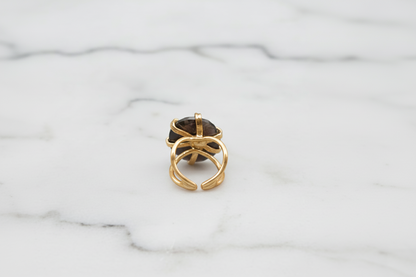 Golden Smoky Black Cat's Eye Ring