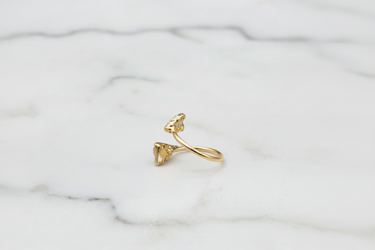 White Sparkle Twin Druzy Ring