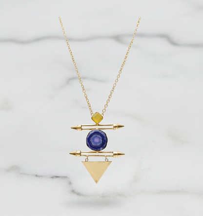 Blue Solar Quartz Statement Necklace