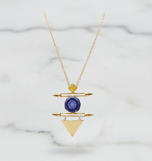 Blue Solar Quartz Statement Necklace