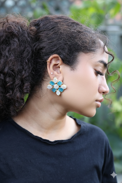 Handcrafted Blue Cat's Eye Earrings