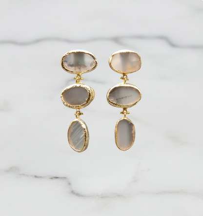 Grey Agate moonstone Dangle Earrings