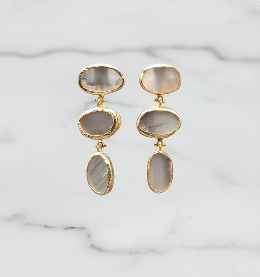 Grey Agate moonstone Dangle Earrings