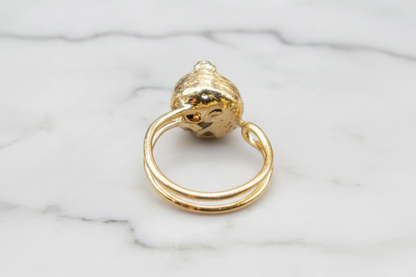 Blue Sugar Druzy Quartz Gold Ring