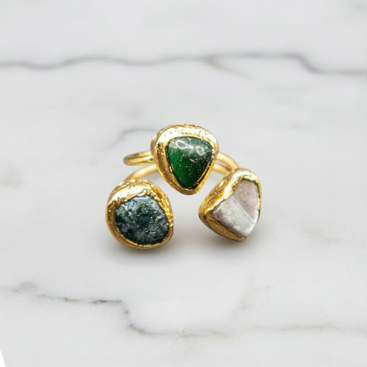 Three Different Agate Stone Ring