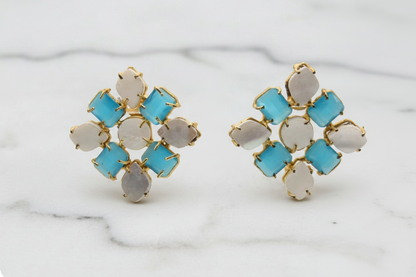 Handcrafted Blue Cat's Eye Earrings
