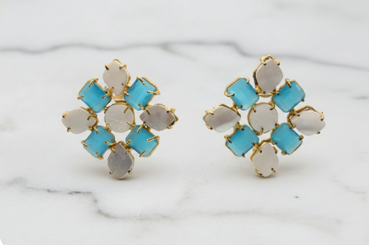 Handcrafted Blue Cat's Eye Earrings