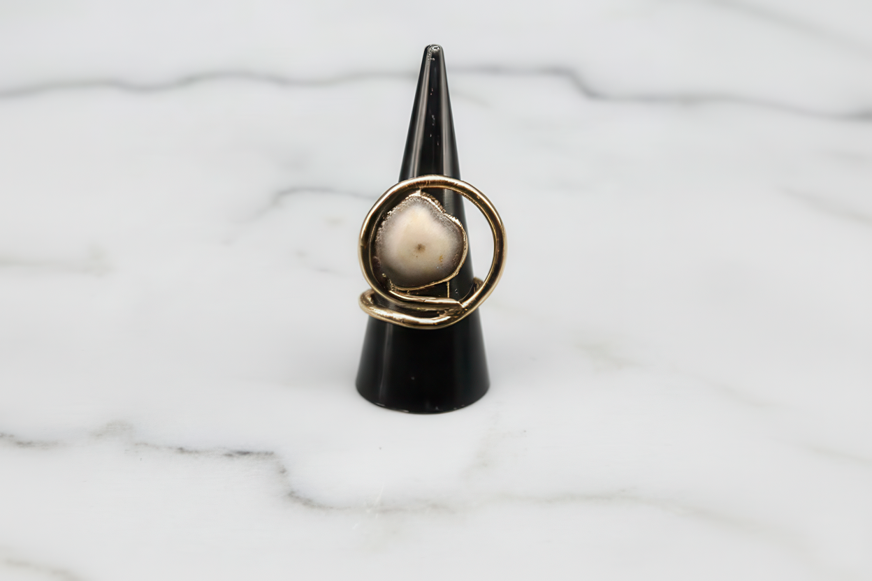 Gold Agate Statement Ring