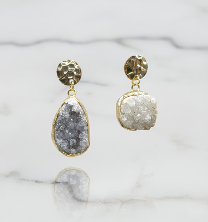 Mismatched Earrings With Sparkly Quartz