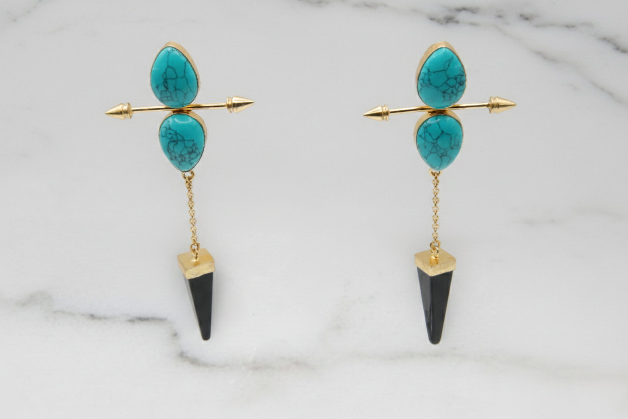 Bohemian Turquoise Lapis Lazuli Arrow Earrings