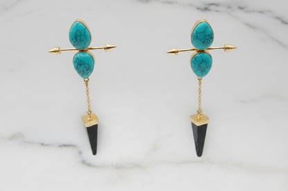 Bohemian Turquoise Lapis Lazuli Arrow Earrings