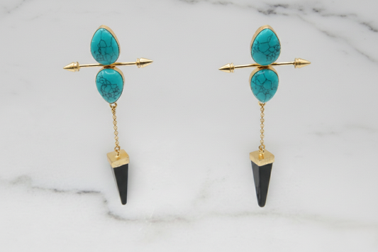 Bohemian Turquoise Lapis Lazuli Arrow Earrings