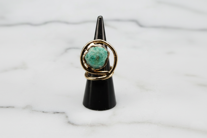 Gold Green Agate Ring