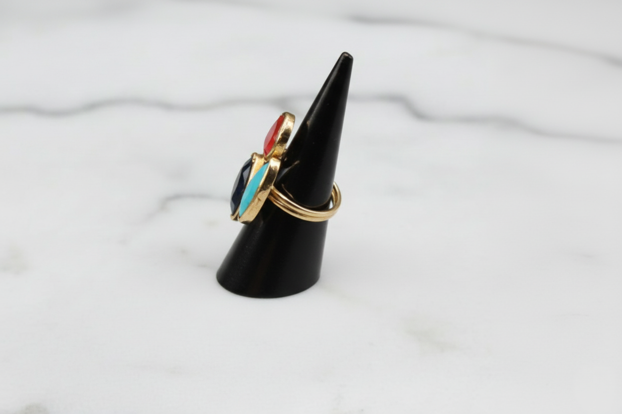 Gold plated Teardrop gemstone Ring
