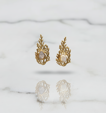 Pearl Leaf Earrings
