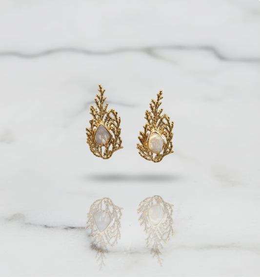 Pearl Leaf Earrings