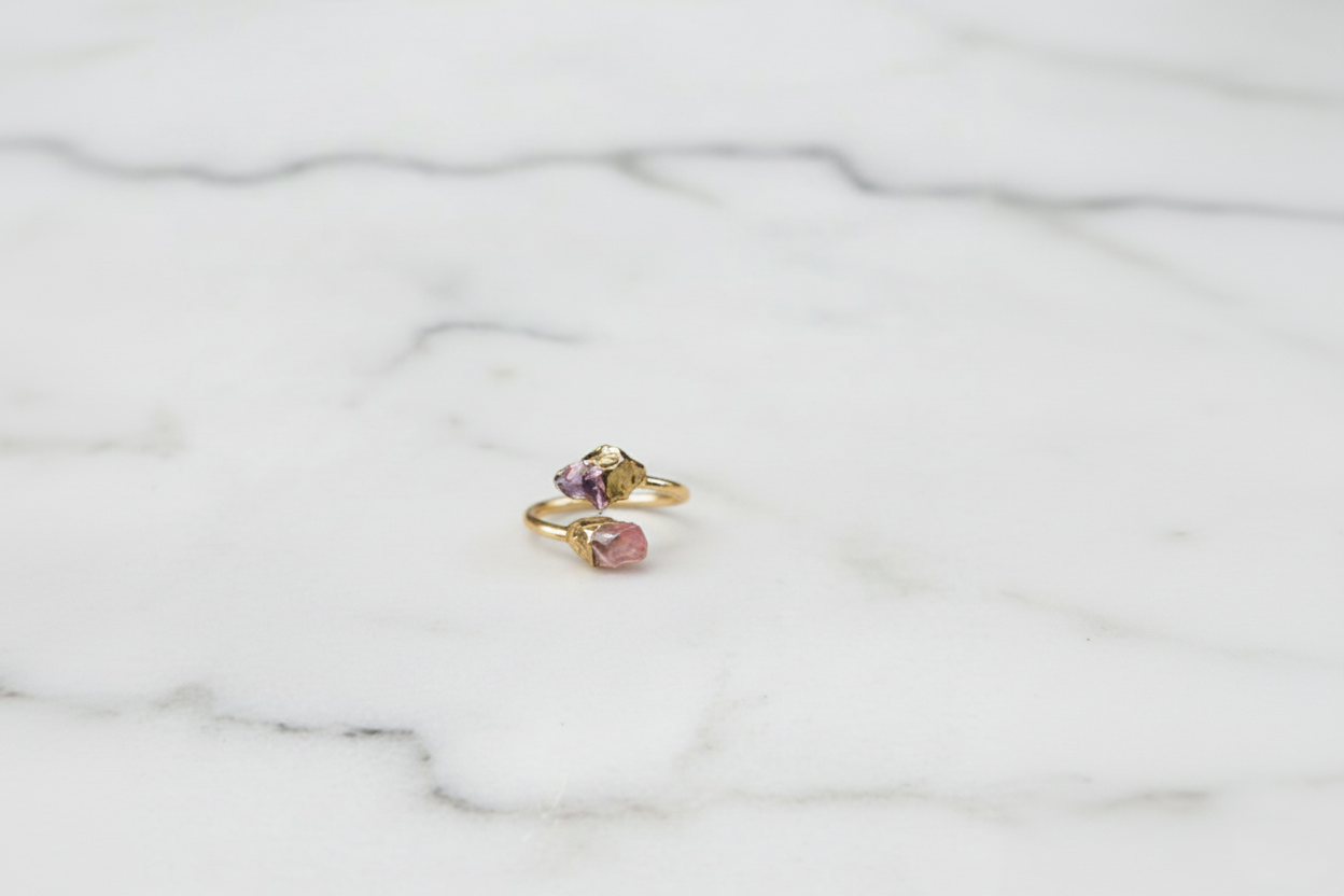 Twin Flame Amethyst Ring